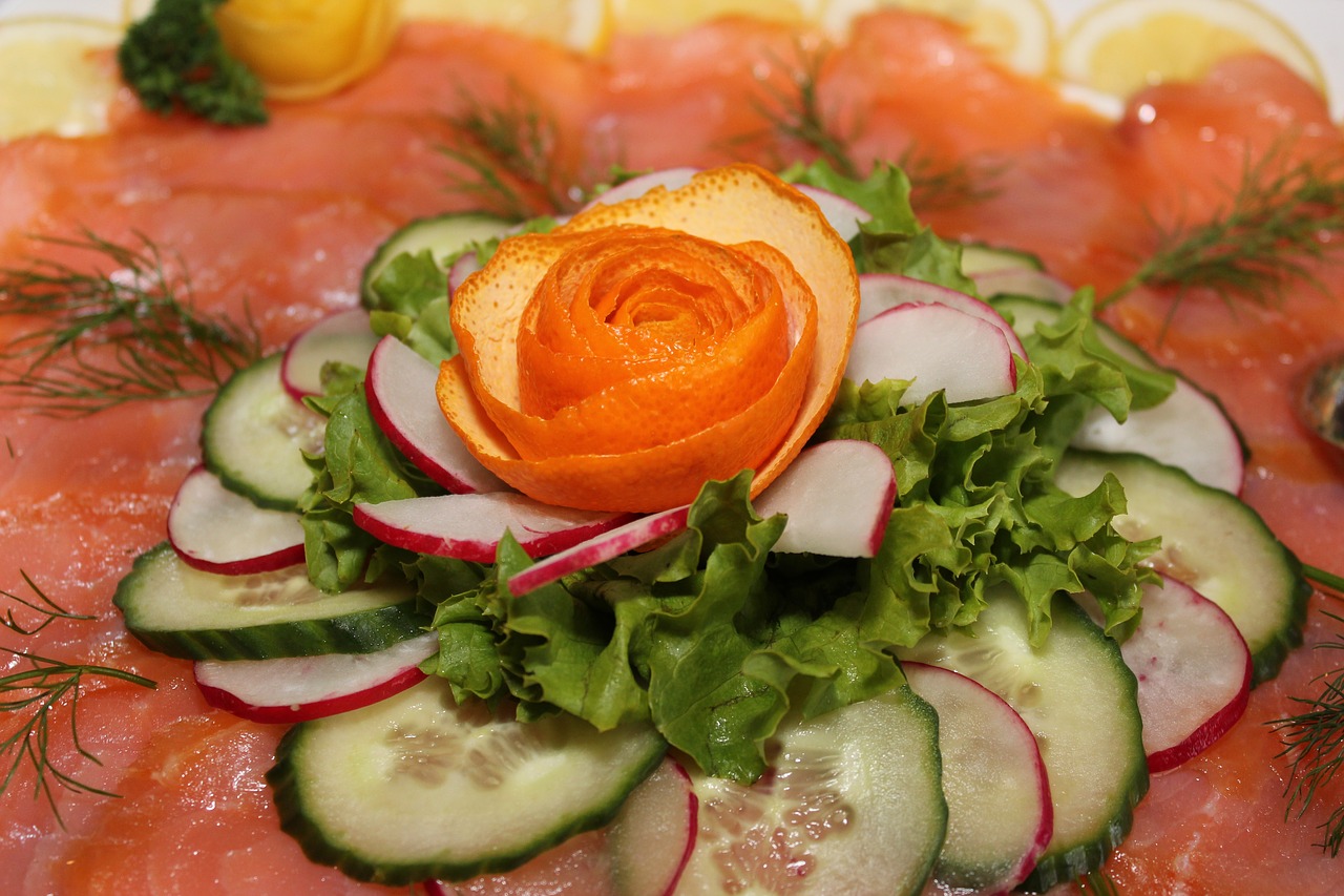 salmon salad cold buffet free photo