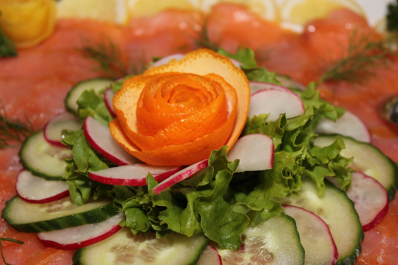 salmon salad cold buffet free photo