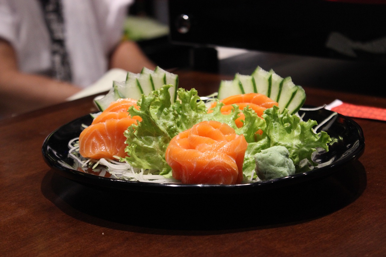 salmon japanese food gastronomy free photo