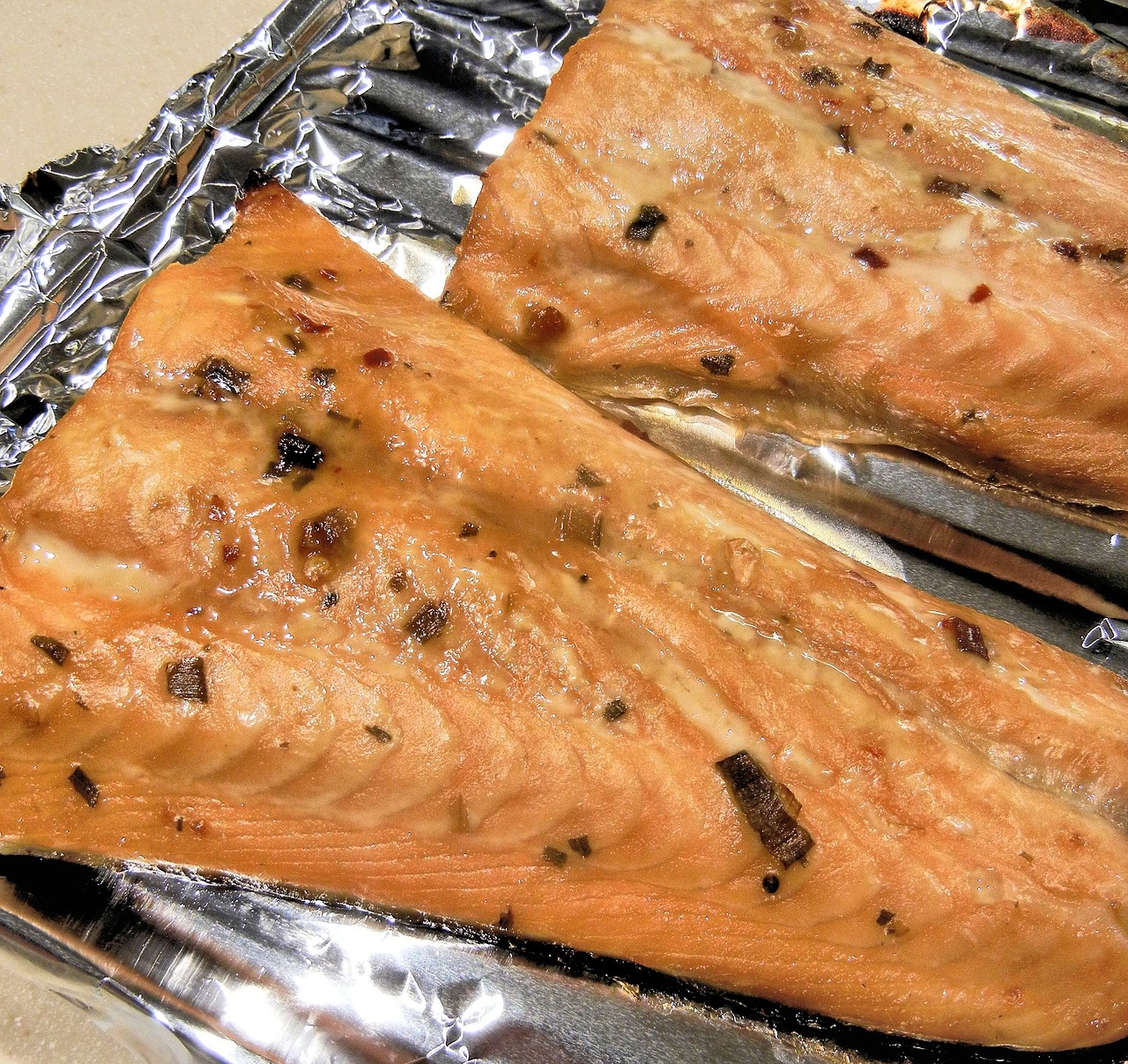 salmon marinated fish free photo