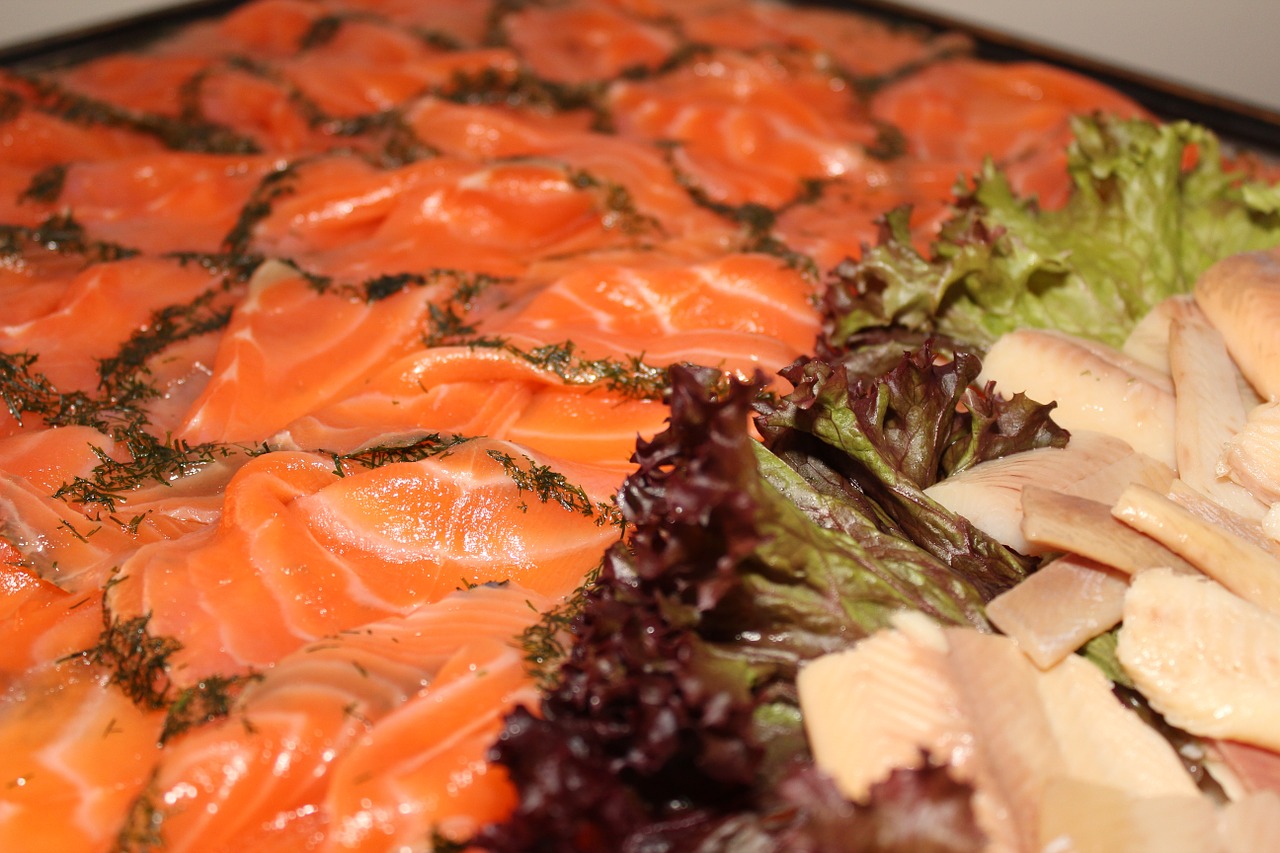 salmon buffet cold buffet free photo