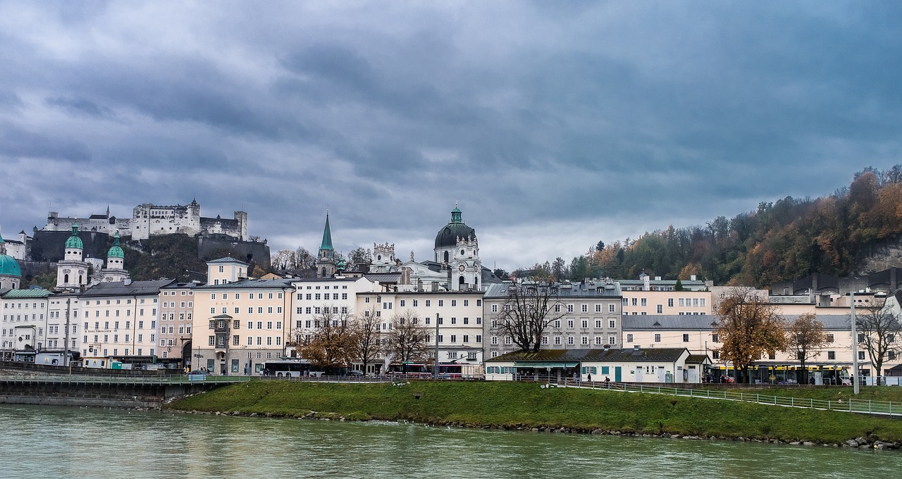 salzburg  austria  riverbank free photo