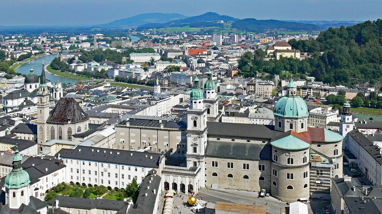 salzburg from the castle hill old town dom free photo