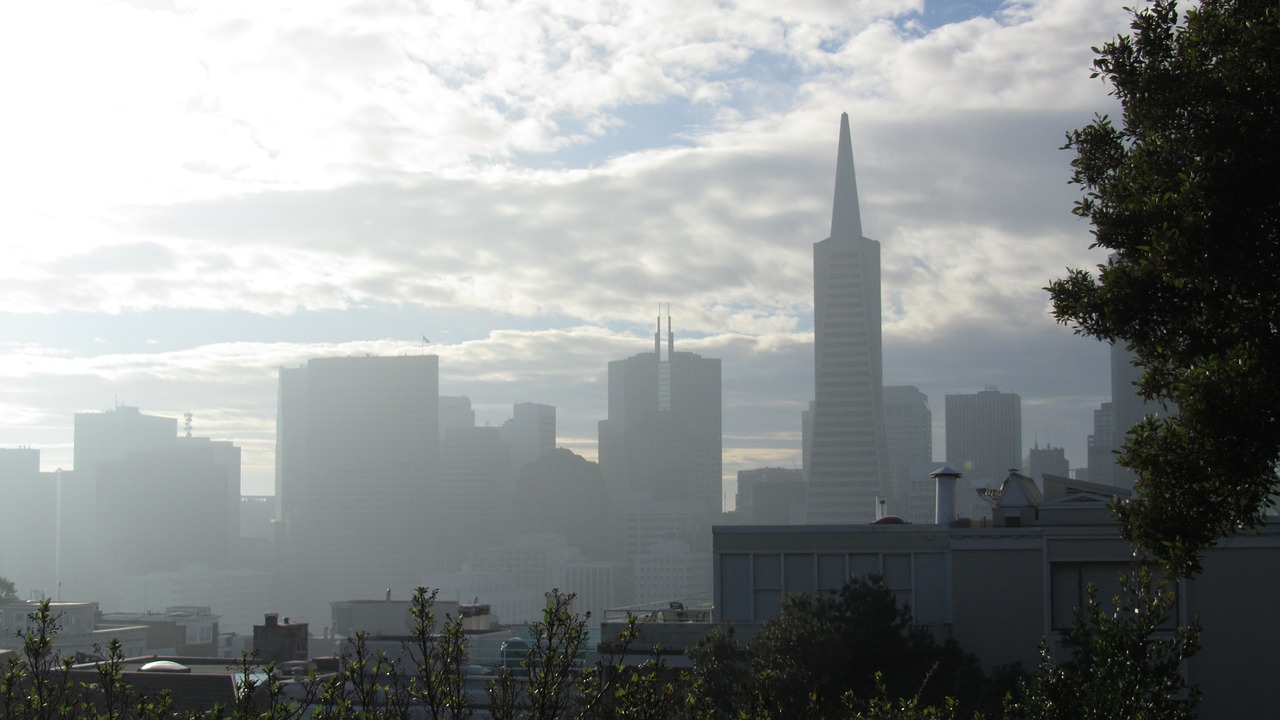 san francisco fog city skyline free photo