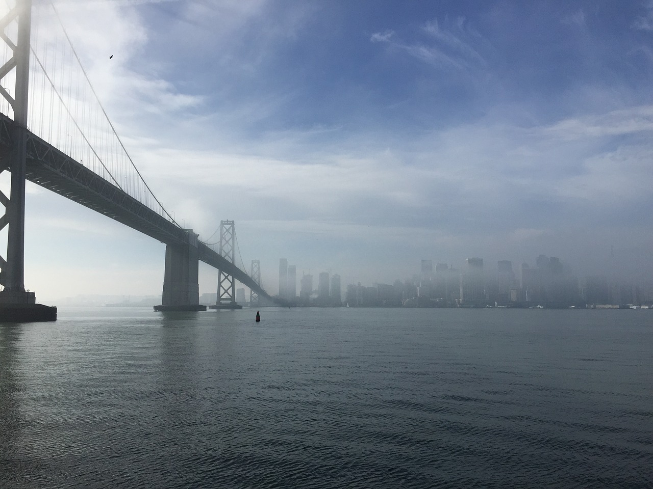 san francisco bay bridge fog free photo