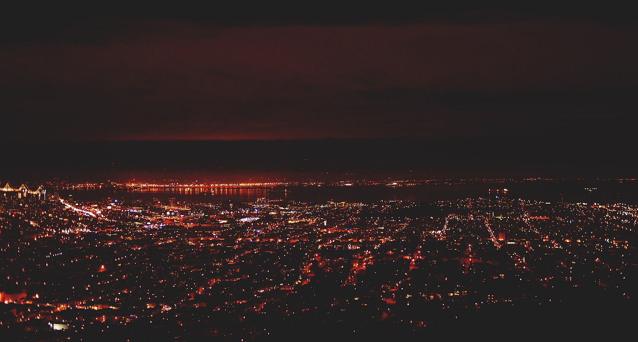 san francisco night aerial free photo