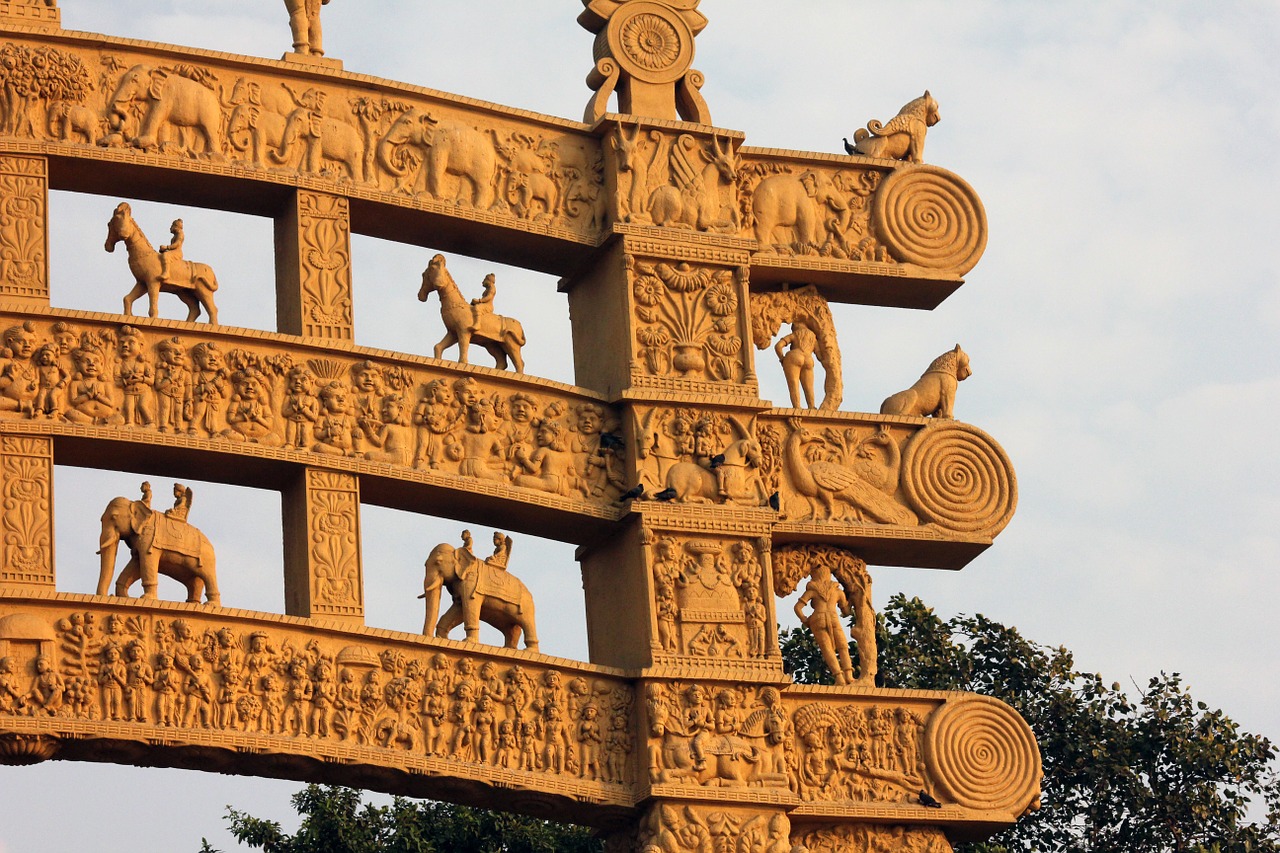 sanchi sculptures buddhism free photo