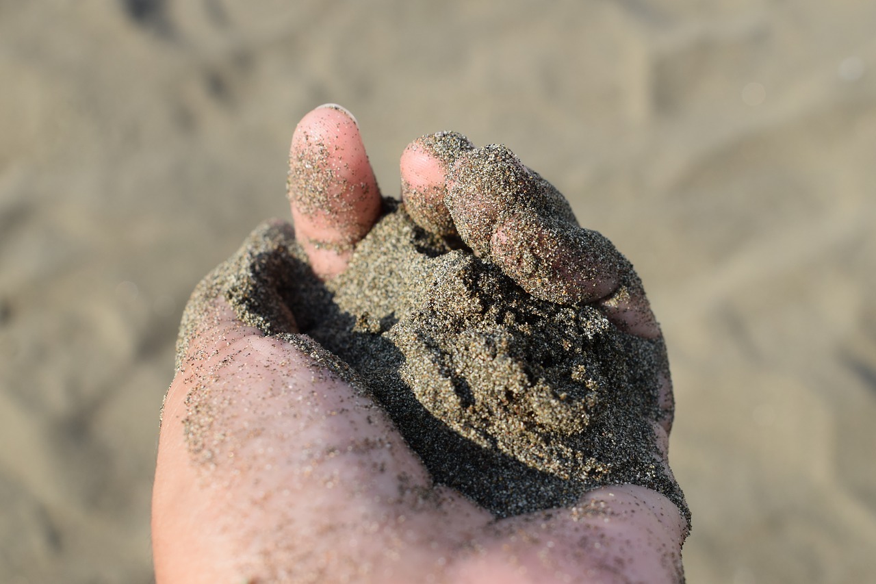 sand hand beach free photo