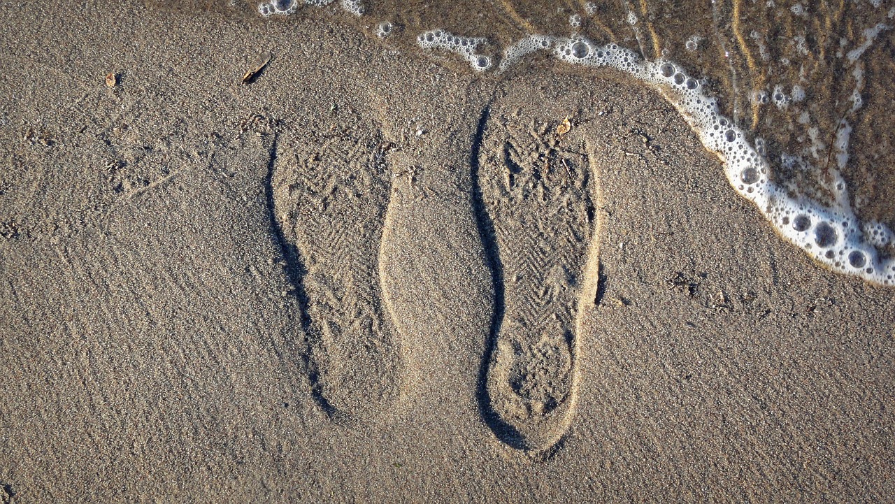 sand beach print shoes free photo