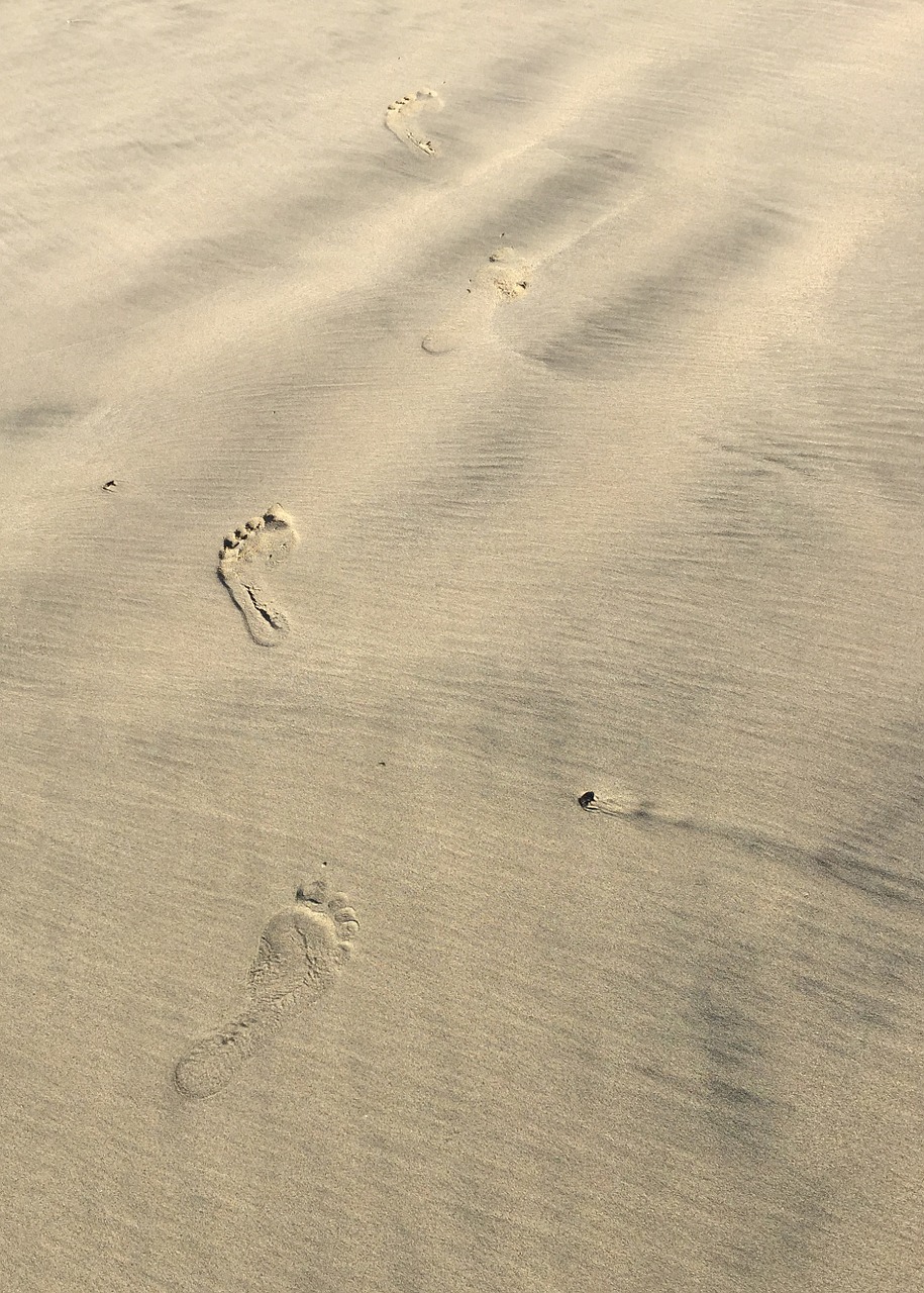 sand footprints summer free photo