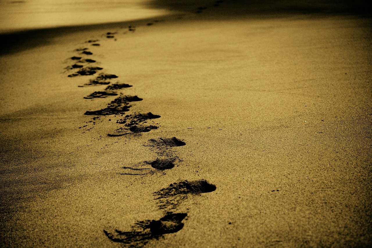 sand footsteps footprints free photo