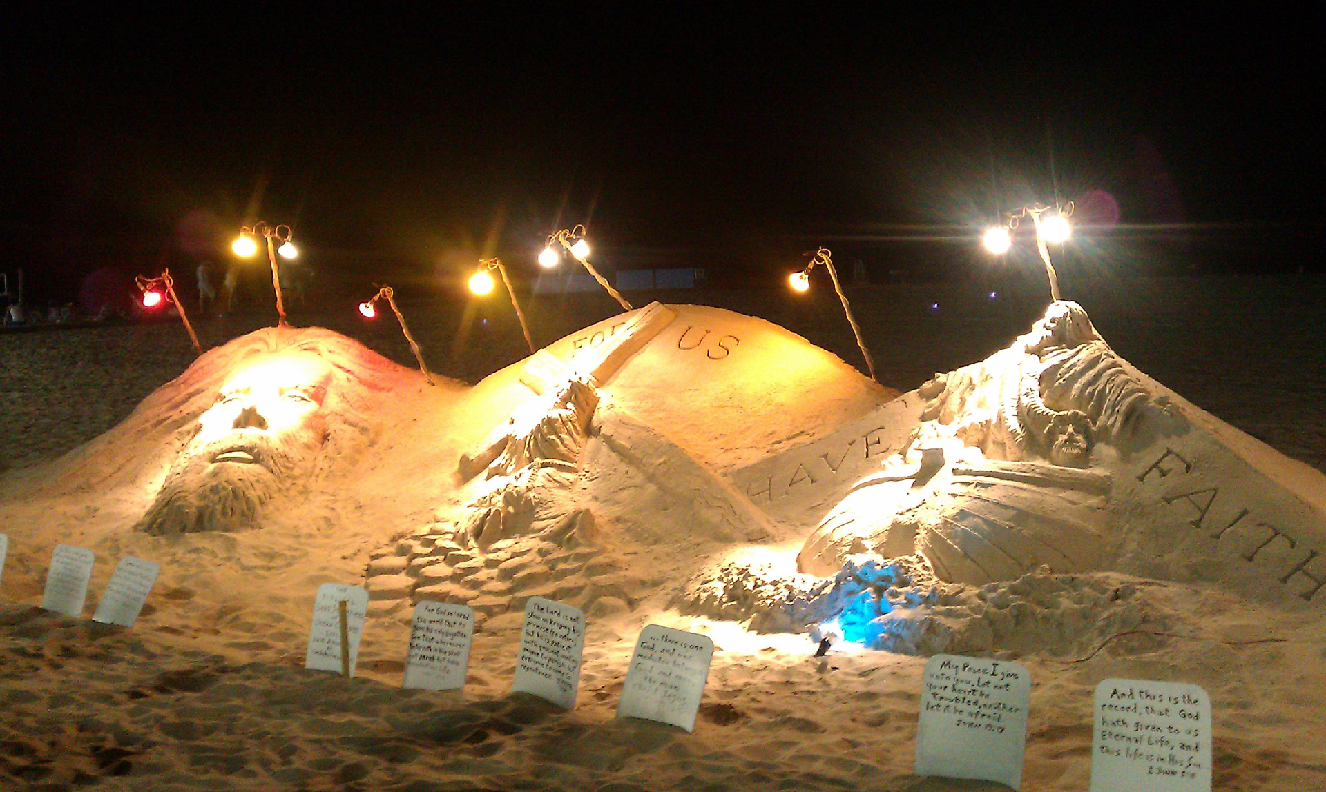 sand art night ocean city beach free photo