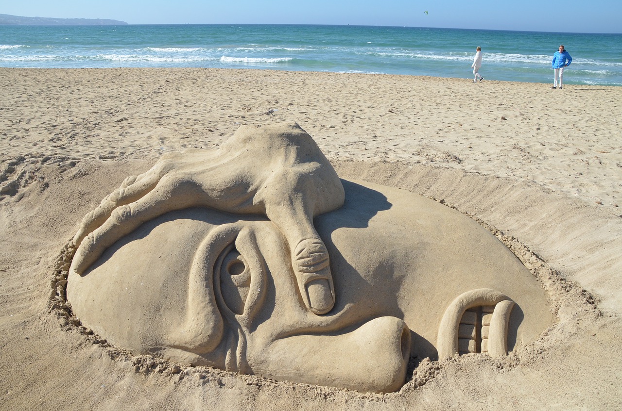 sand beach art artwork free photo