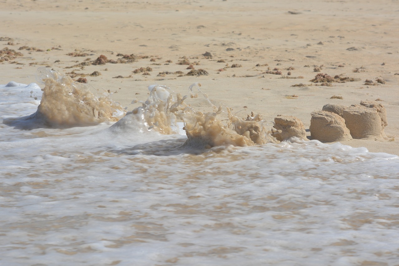 sand castle waves beach free photo