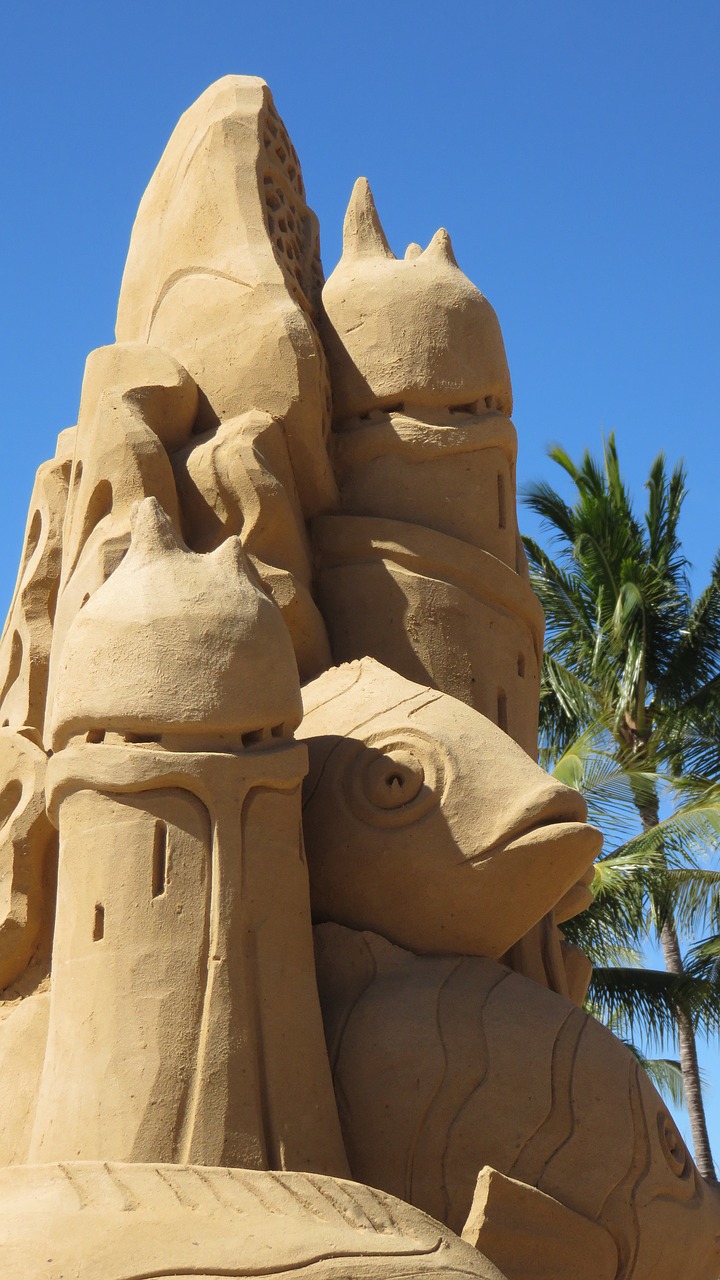 sand castle sculpture beach blue sky free photo