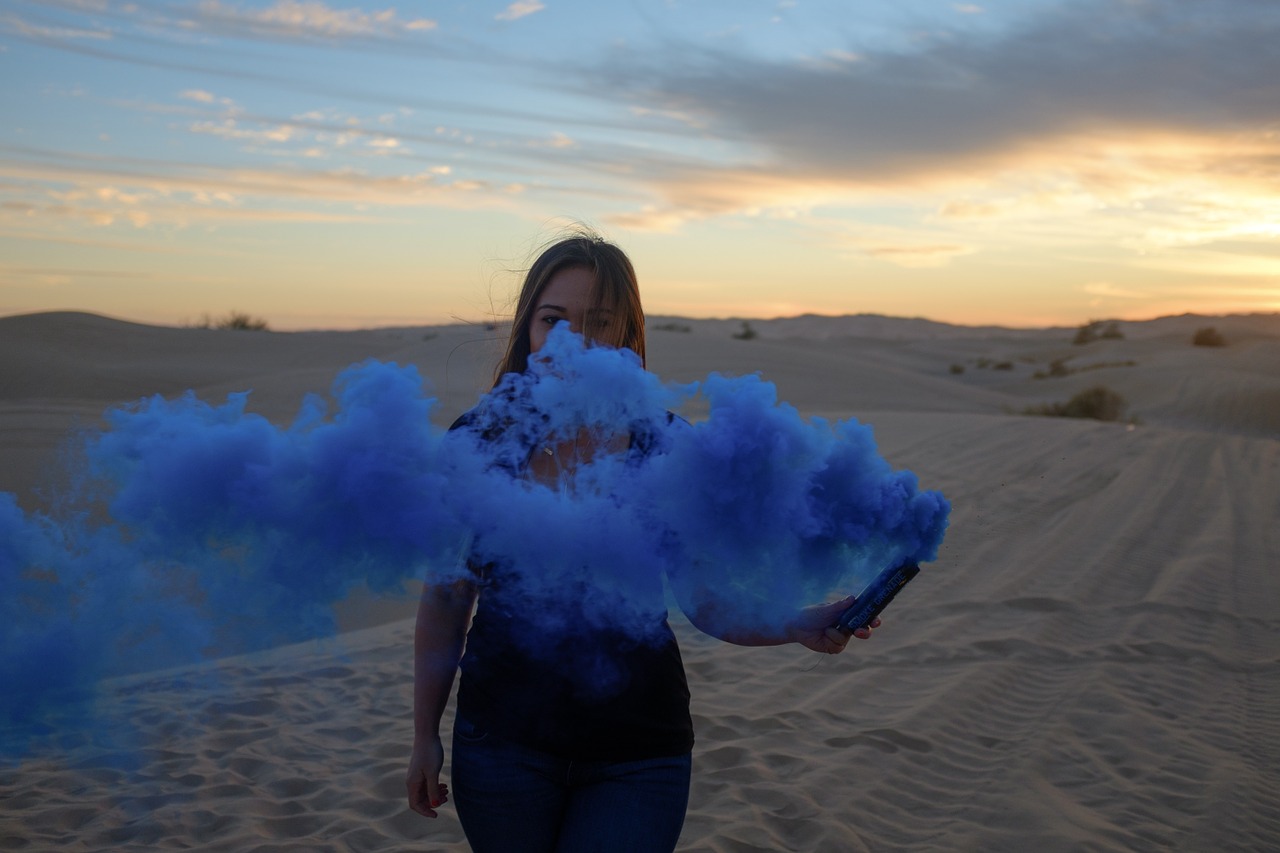 sand dunes smoke blue free photo