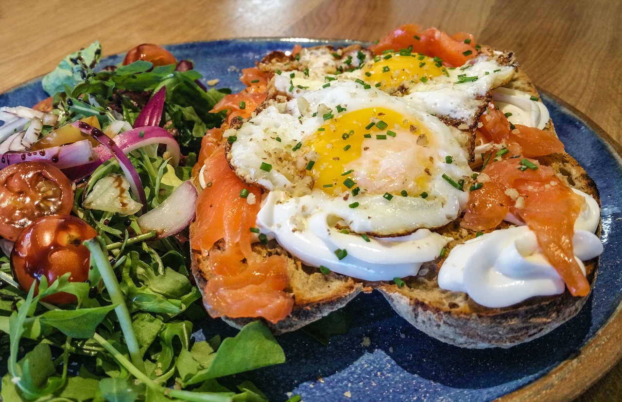 sandwich salmon fried egg free photo