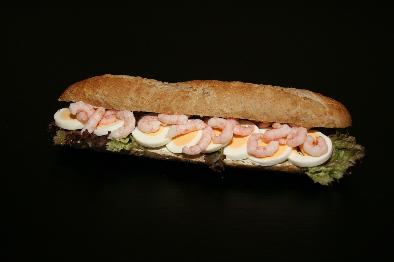 sandwich eggs prawns free photo