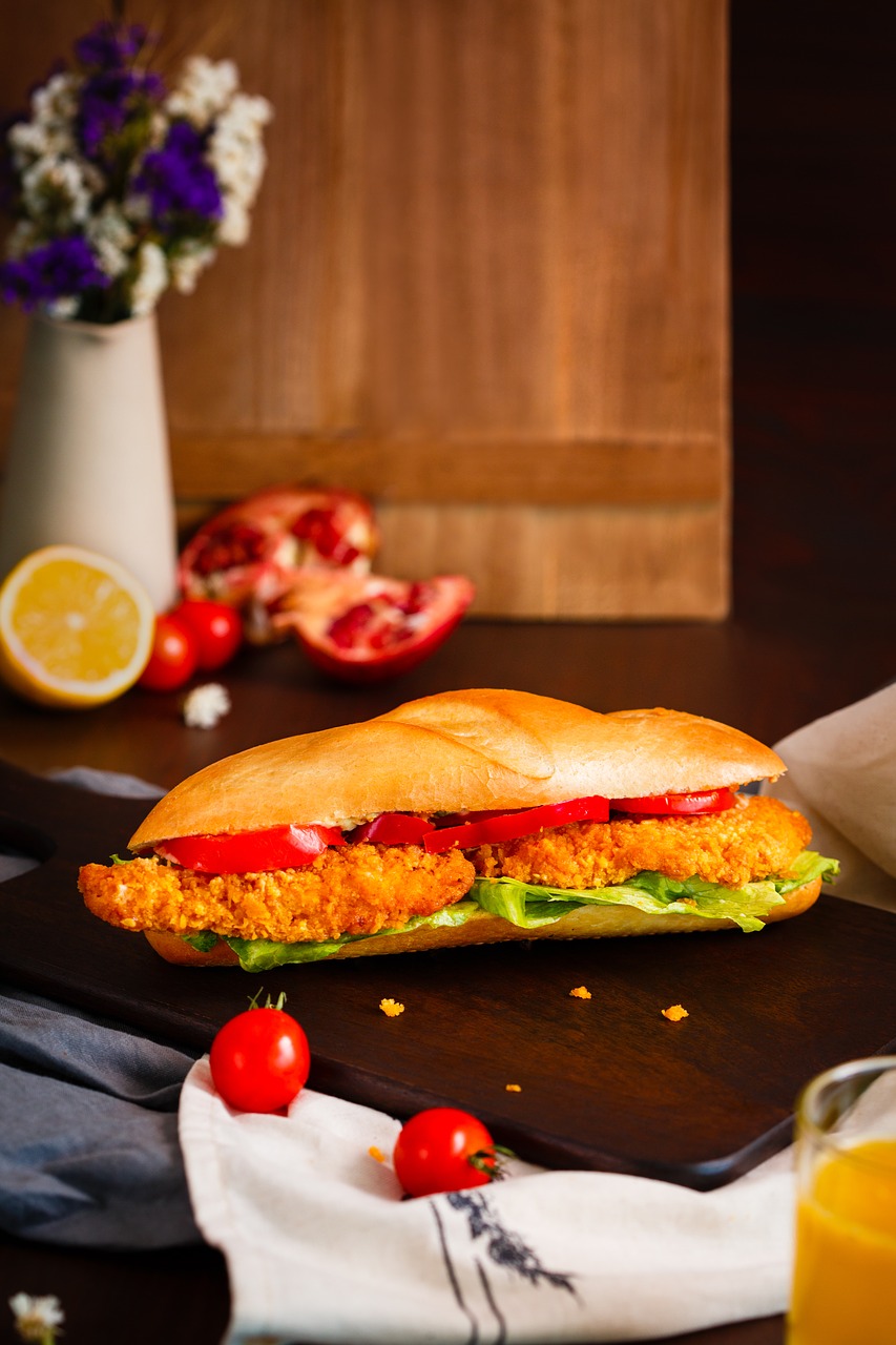 sandwich sandwich with schnitzel breakfast free photo