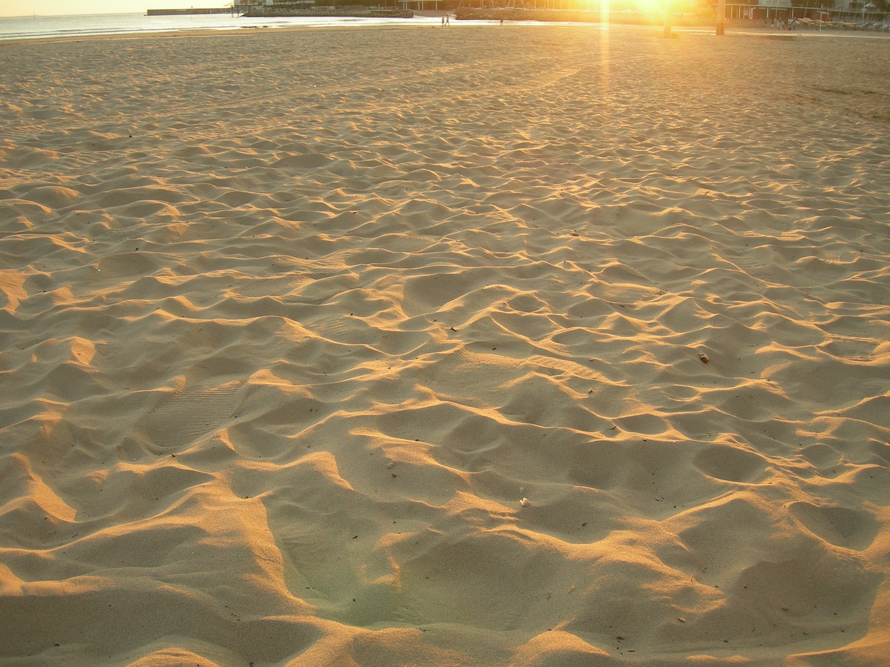 sandy beach sunset dusk free photo