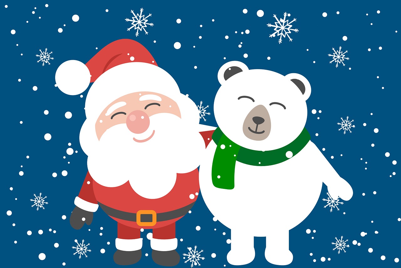 santa polar bear christmas free photo