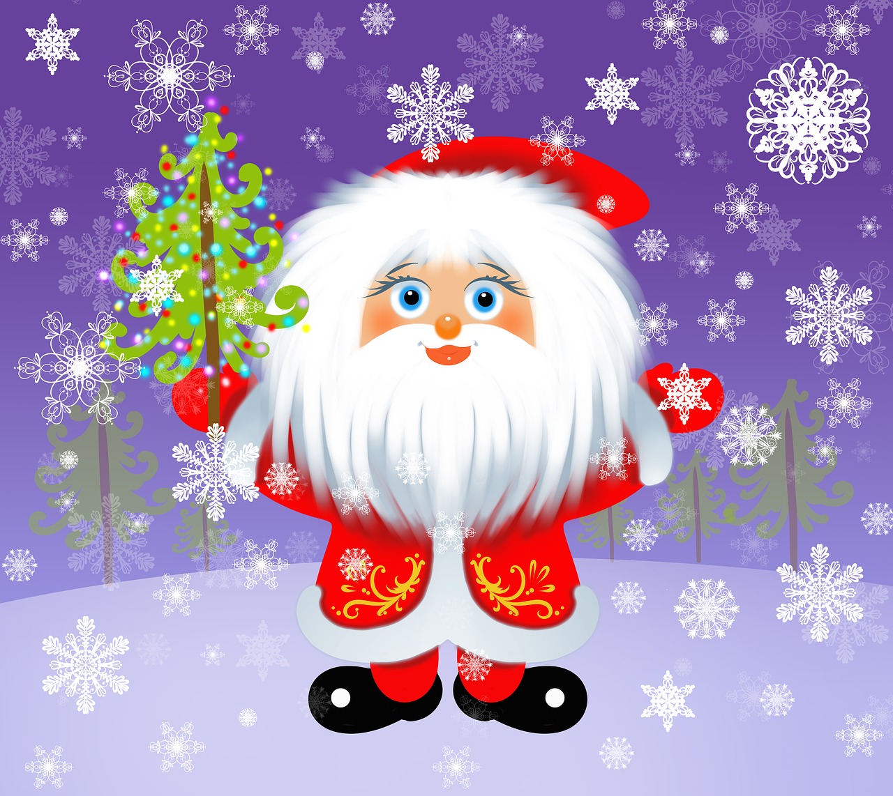 santa  santa claus  snowflakes free photo