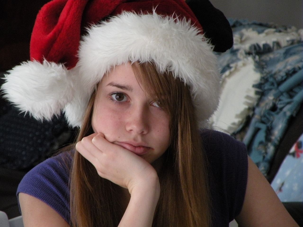 girl santa bored free photo