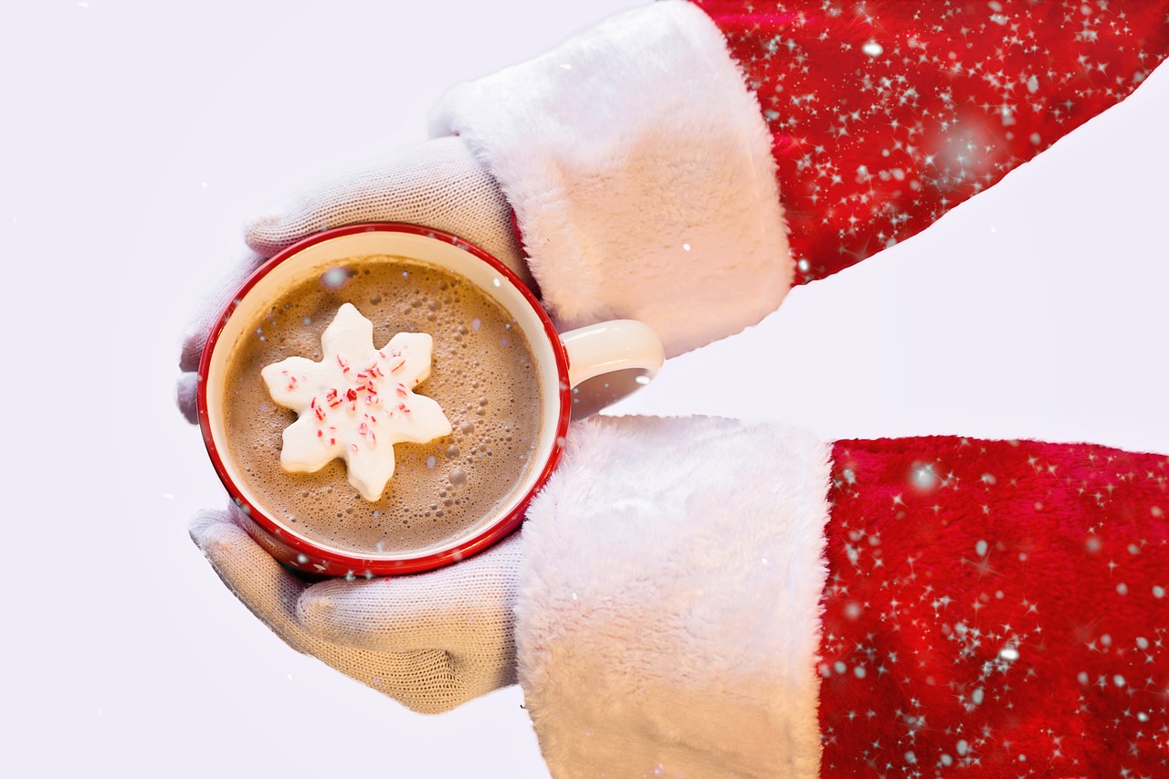 santa claus white background hot chocolate free photo