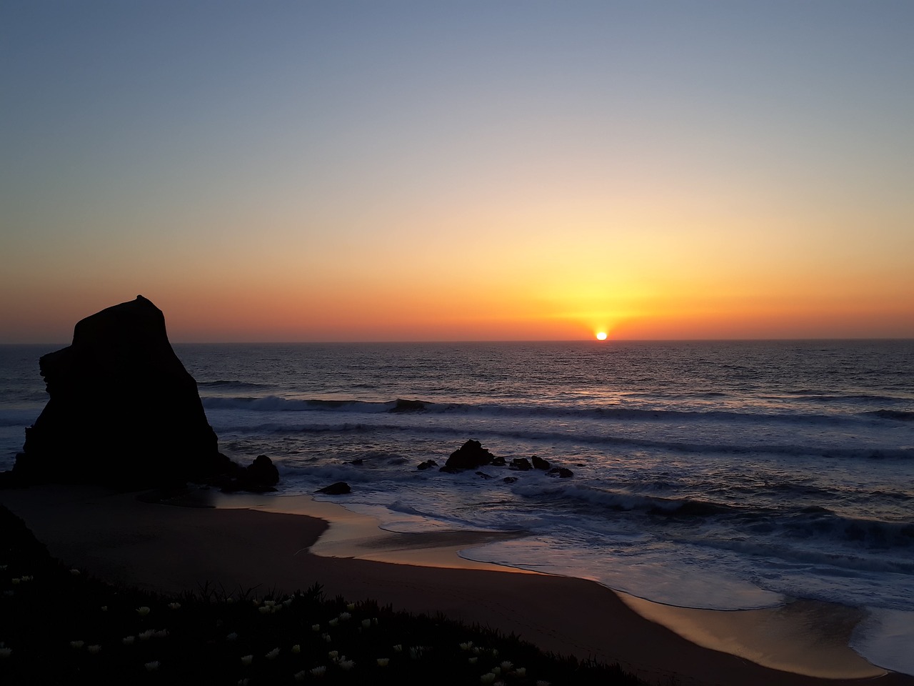 santa cruz  beach  sunset free photo