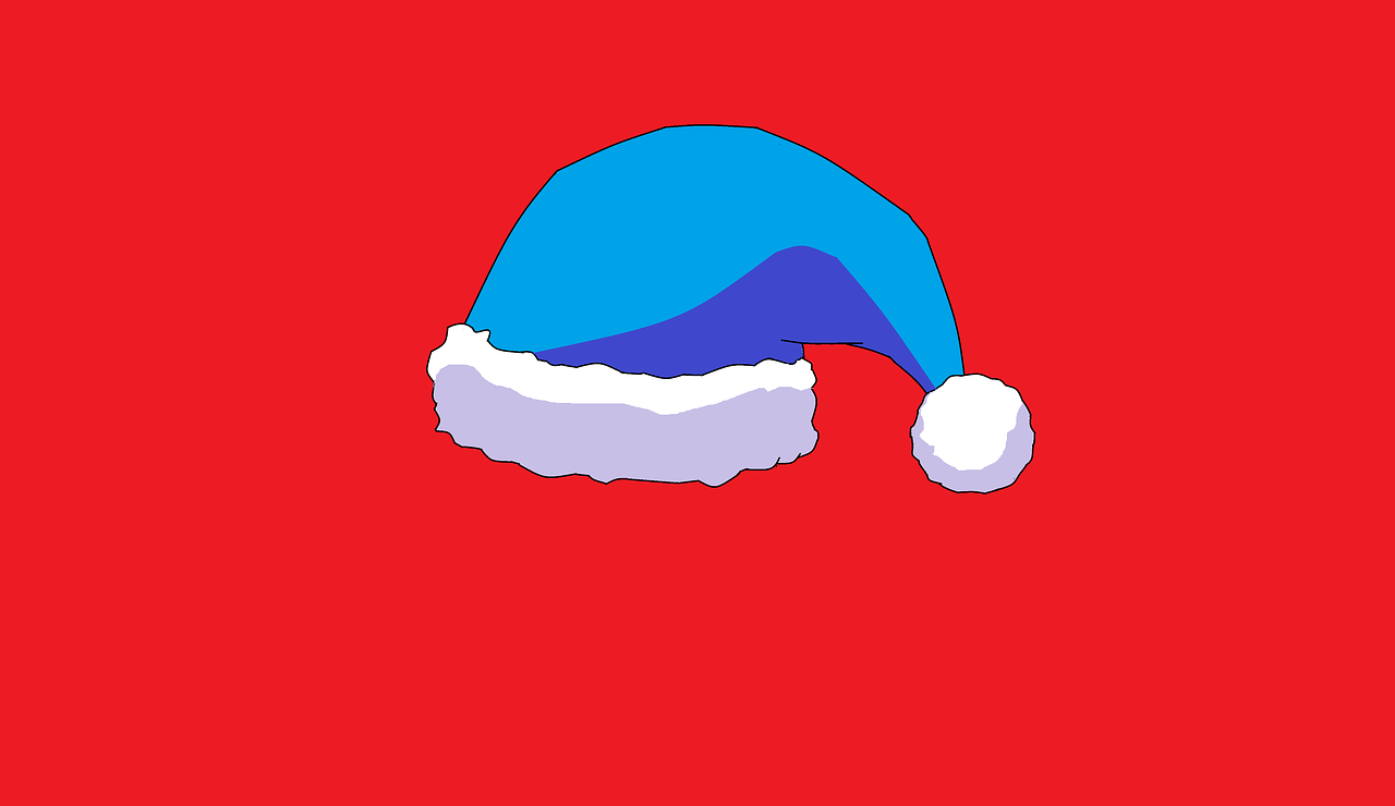 santa claus hat blue christmas free photo