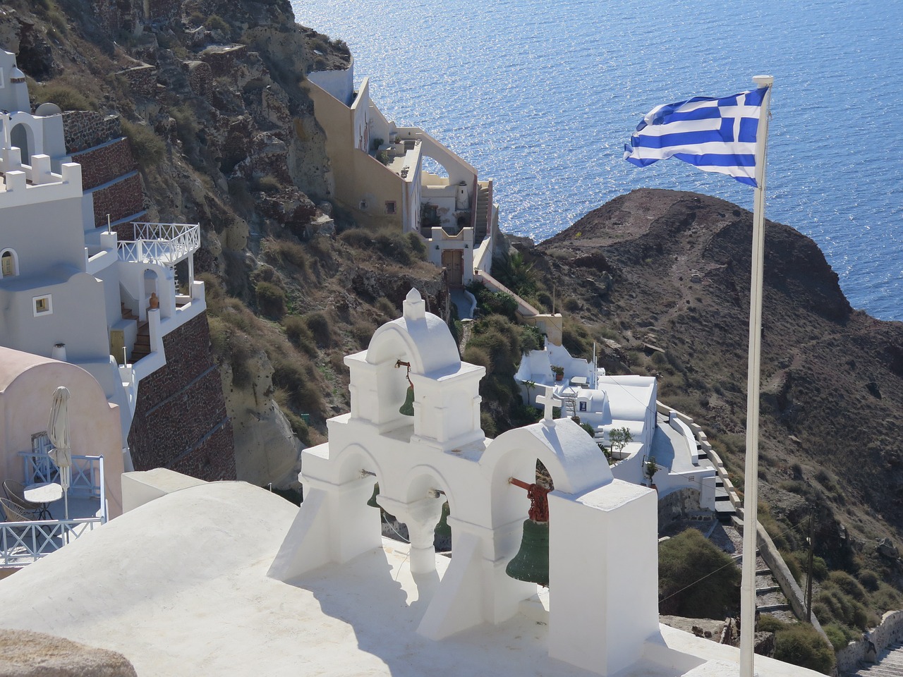 santorini church greece free photo