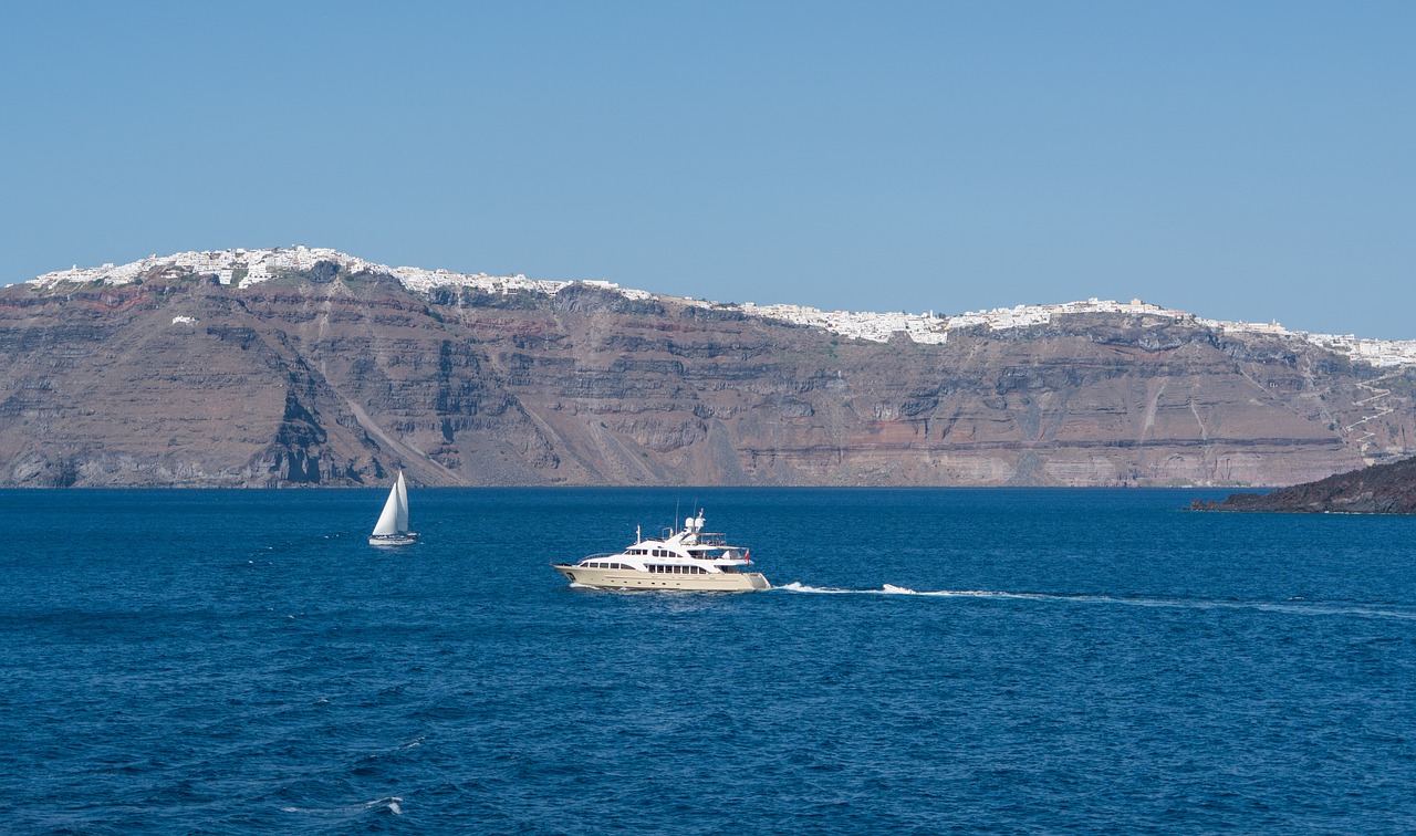 santorini greece mountains free photo