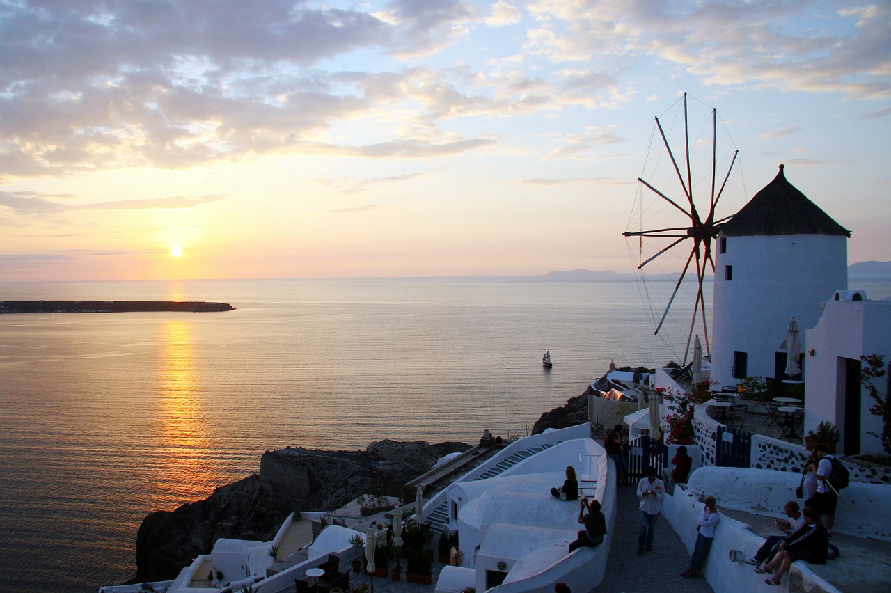 santorini cyclades windmill free photo