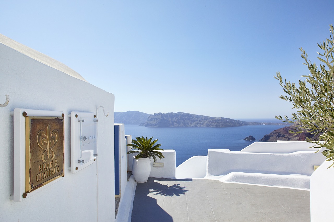 santorini beach terrace free photo