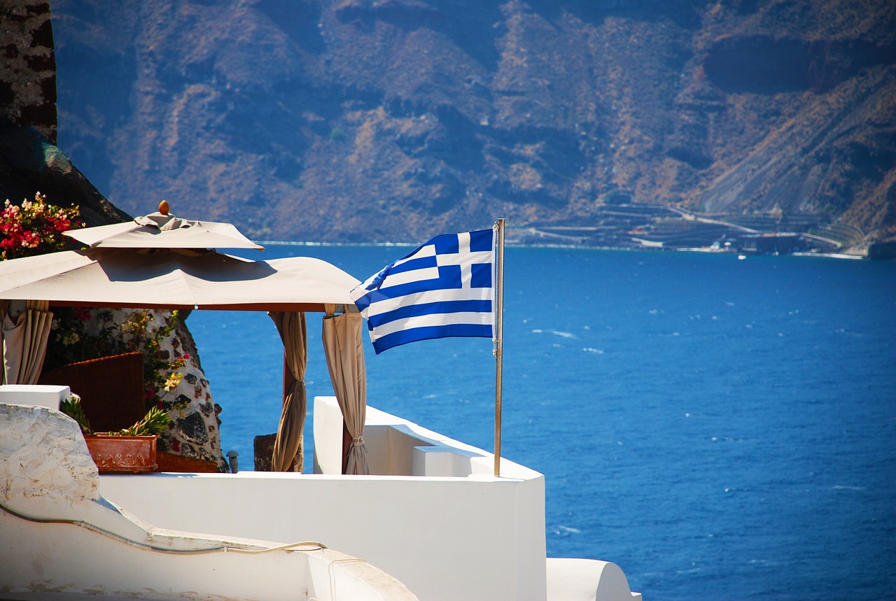 santorini greece flag free photo