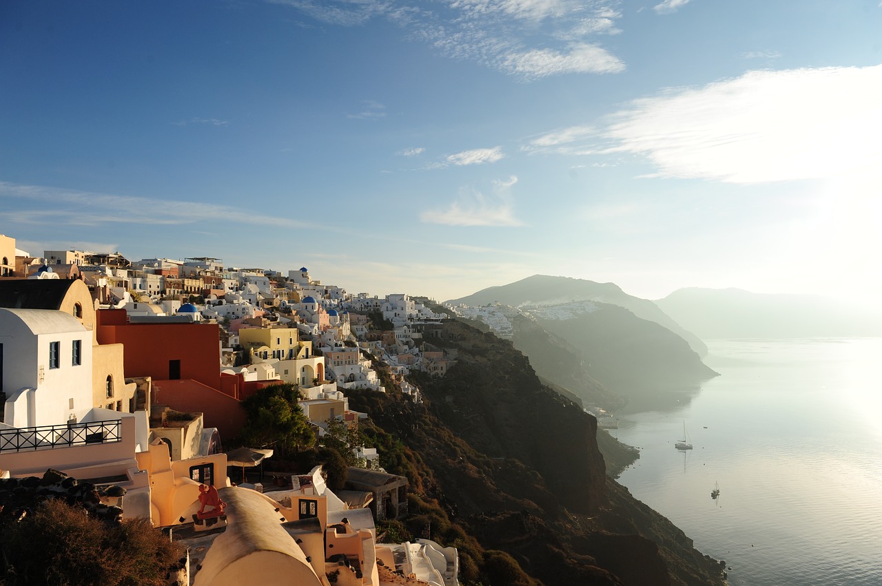 santorini greece the aegean sea free photo