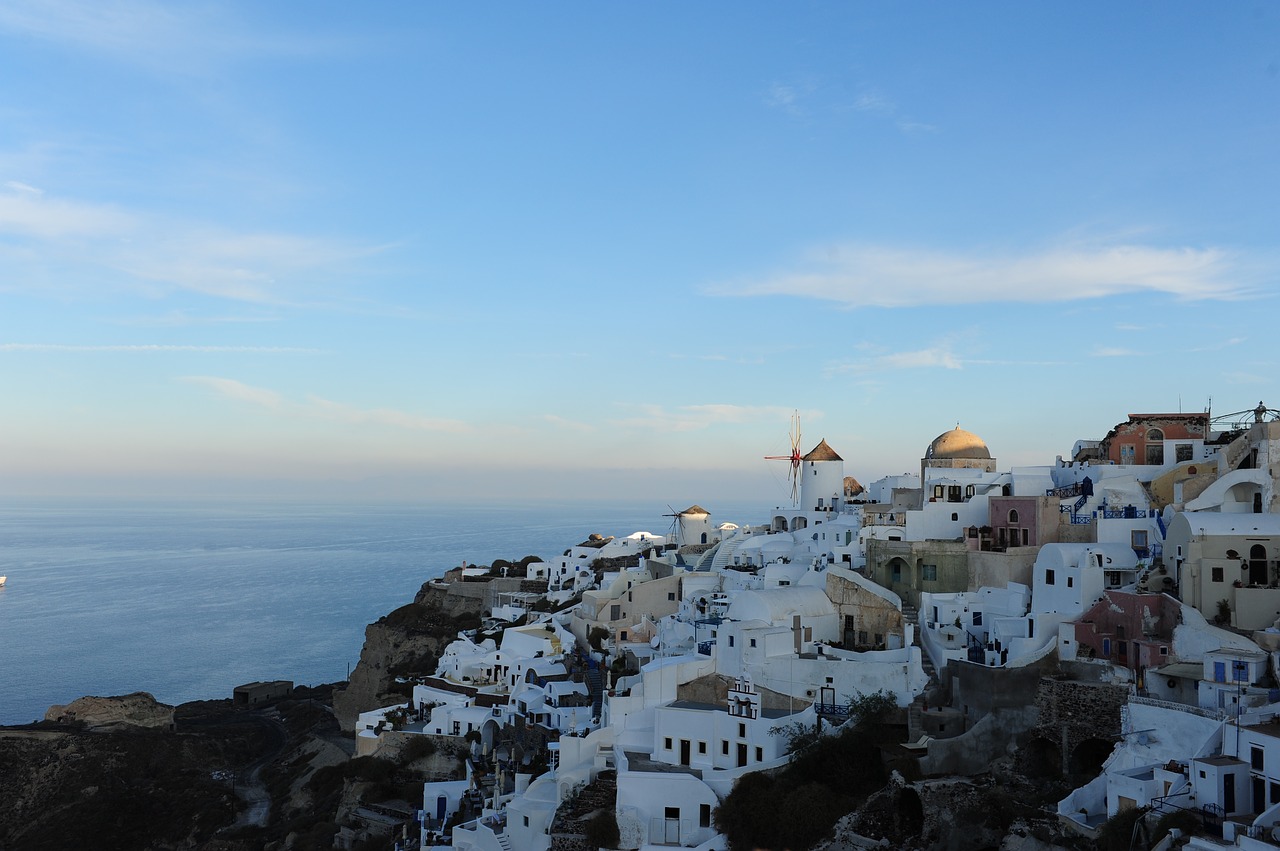 santorini greece the aegean sea free photo