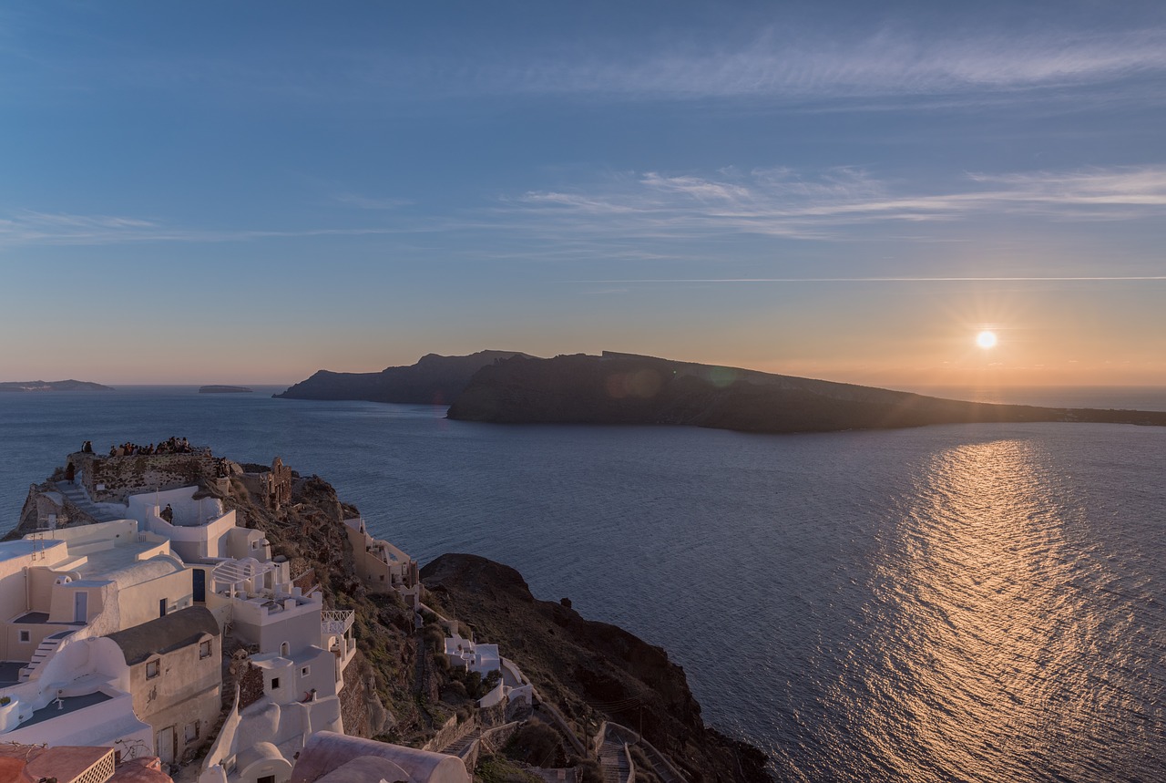 santorini castle sunset free photo