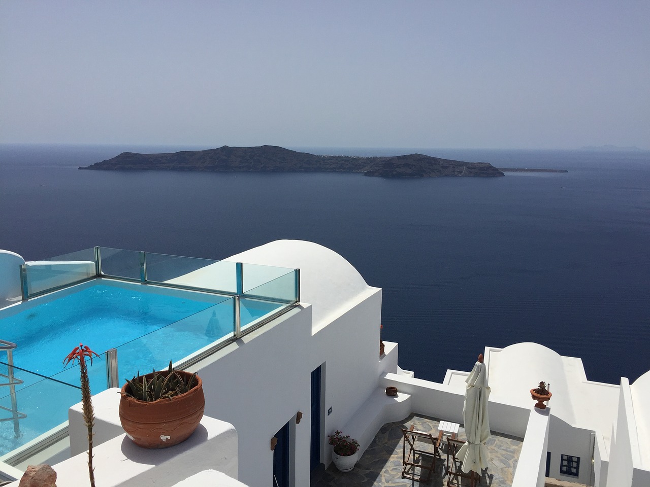 santorini ocean island free photo