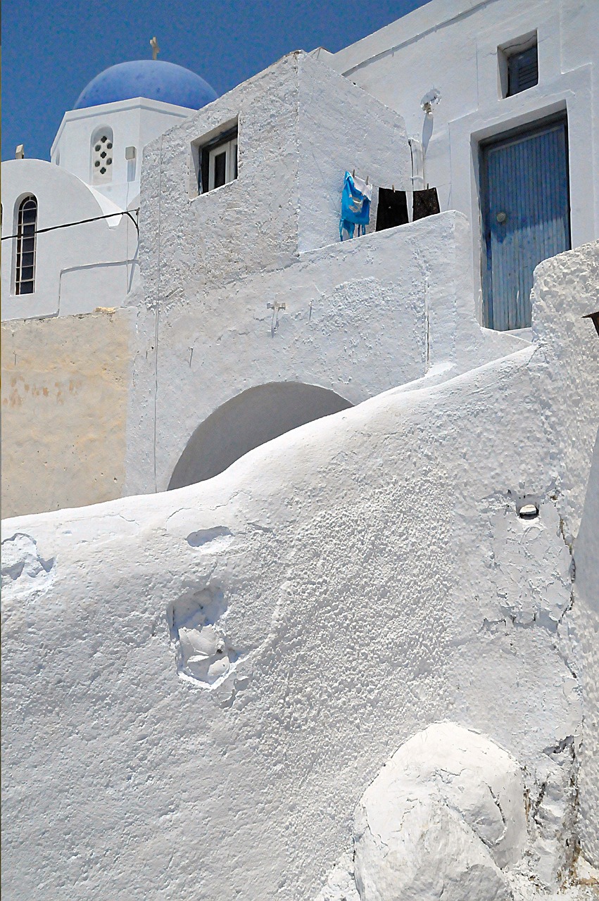 santorini house blue free photo