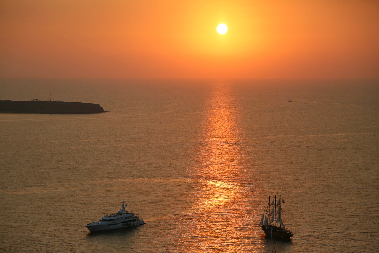 santorini sunset holiday free photo