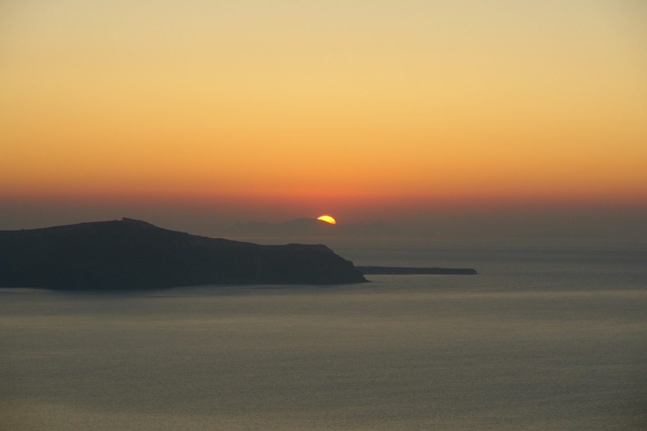 santorini sunset greece free photo