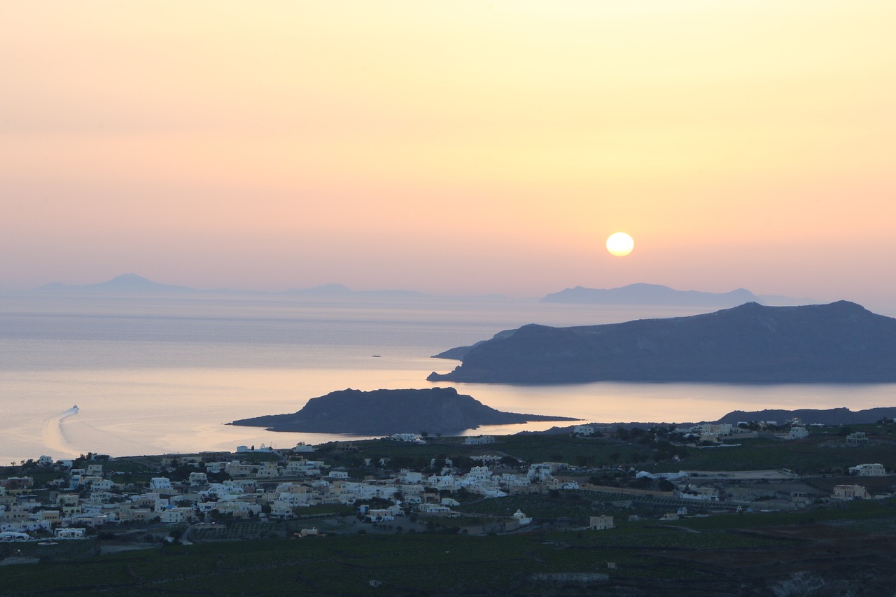 santorini sunset greece free photo