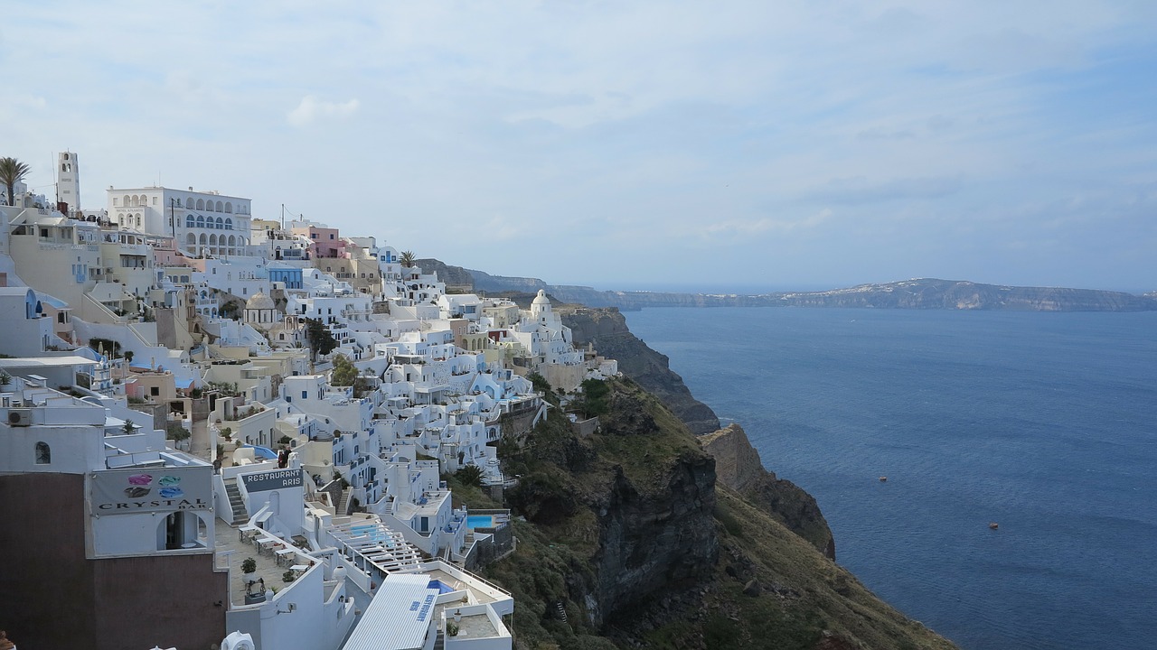 santorini greece white houses free photo