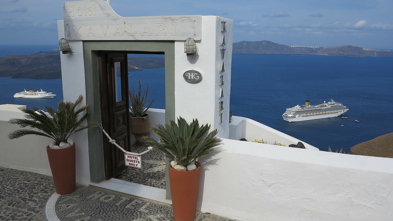 santorini greece white houses free photo