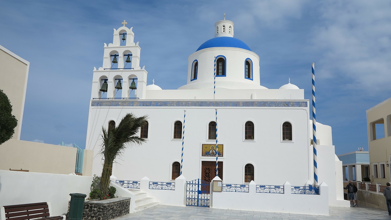 santorini greece white houses free photo