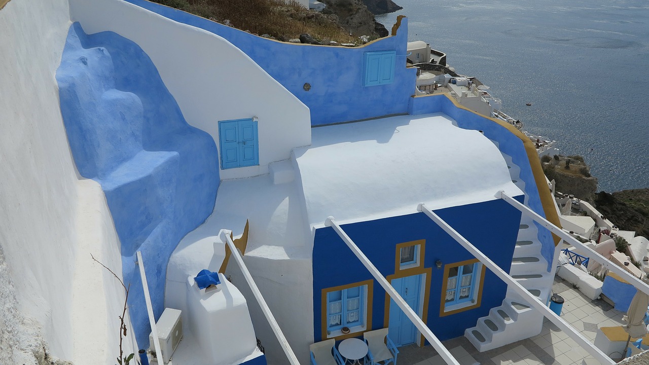 santorini greece white houses free photo