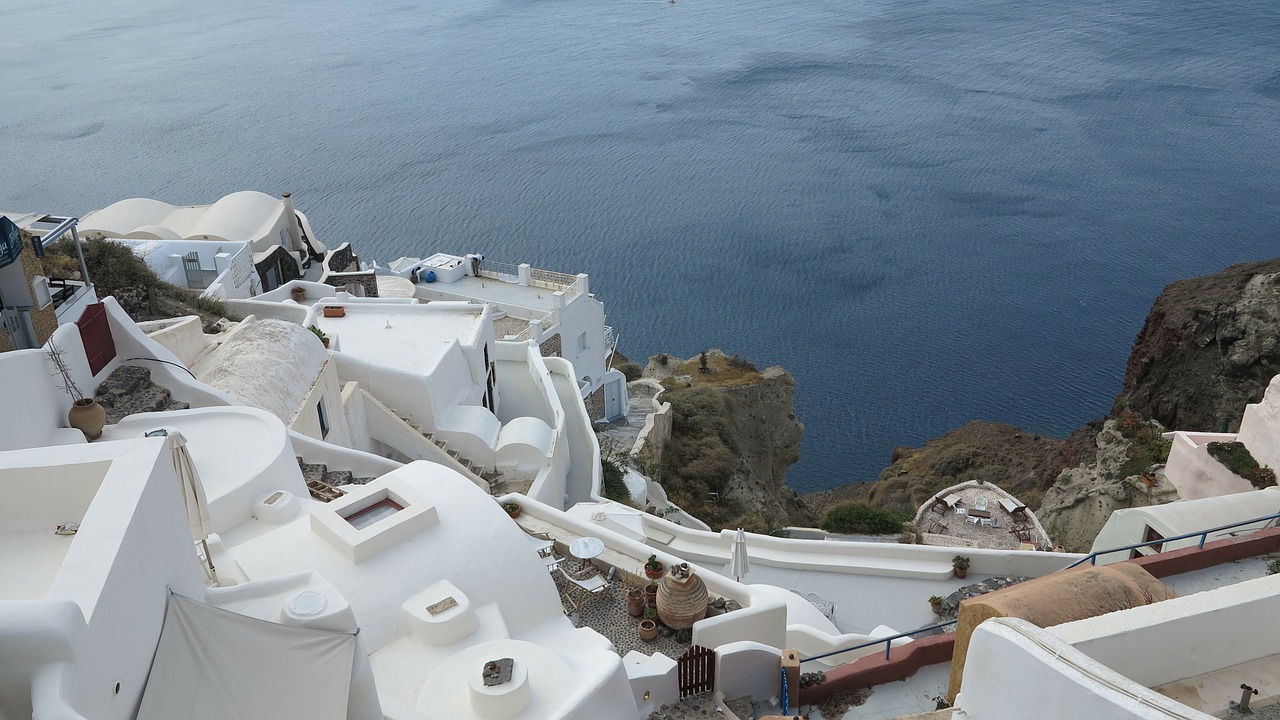 santorini greece white houses free photo