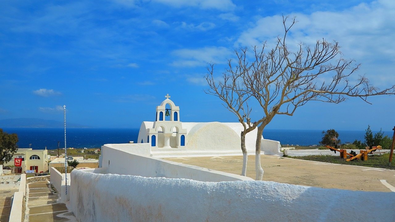 santorini greece white houses free photo