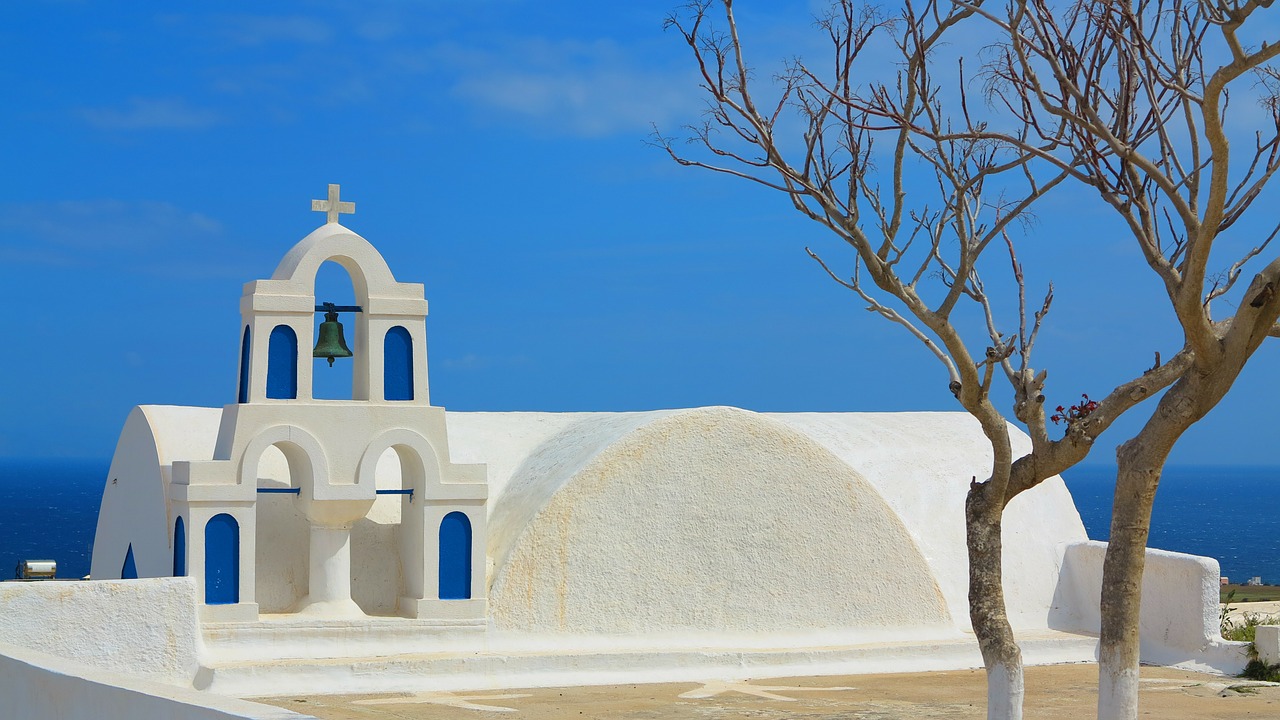 santorini greece white houses free photo